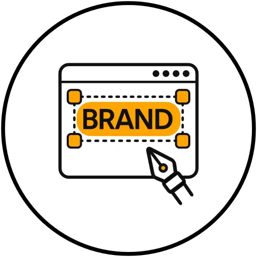 Monitor with the word “brand” and a pen tool, symbolizing creative corporate video production in Frankfurt